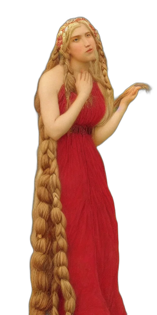 dress, hair, staff, jewelry transparent PNG cut-out