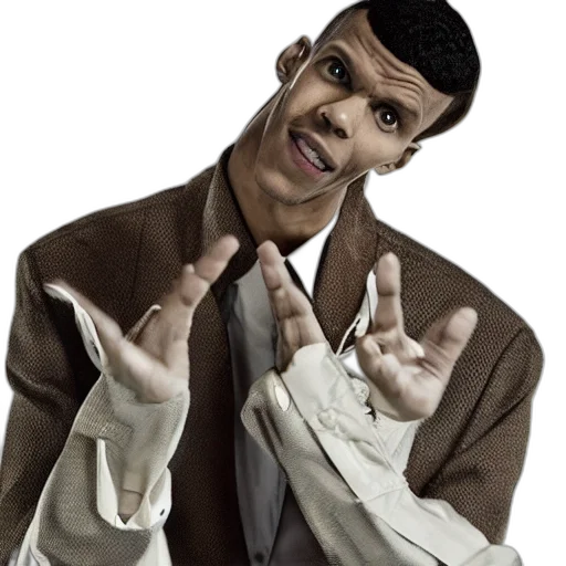 jacket, face, staff, creature transparent PNG cut-out