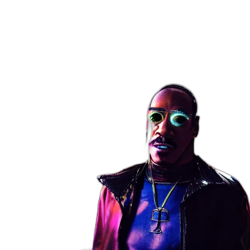 jacket, staff, face, vaporwave transparent PNG cut-out