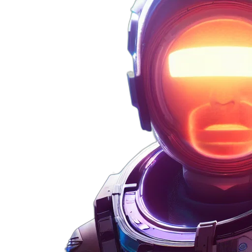 robot, face, 3d render, cyberpunk transparent PNG cut-out
