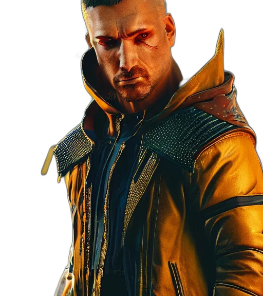 jacket, face, weapon, concept art transparent PNG cut-out