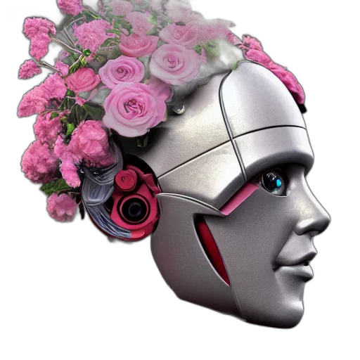 robot, mask, crown, flower transparent PNG cut-out