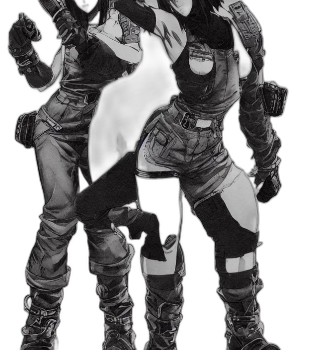 concept art, comic book art, 3d render, cyberpunk transparent PNG cut-out