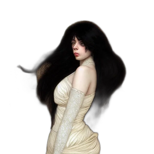 dress, hair, face, creature transparent PNG cut-out