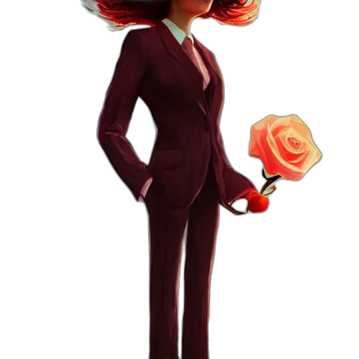 staff, flower, dress, hair transparent PNG cut-out