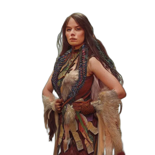 dress, staff, jewelry, face transparent PNG cut-out