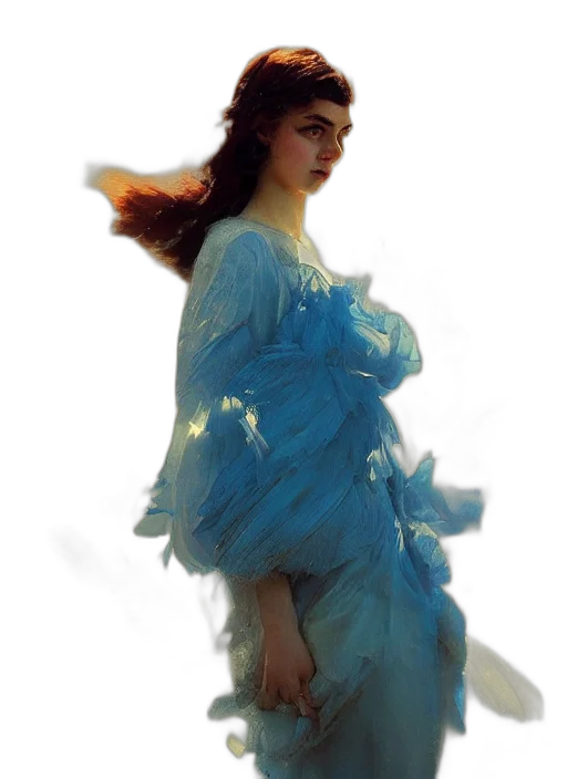 dress, crown, face, oil painting transparent PNG cut-out