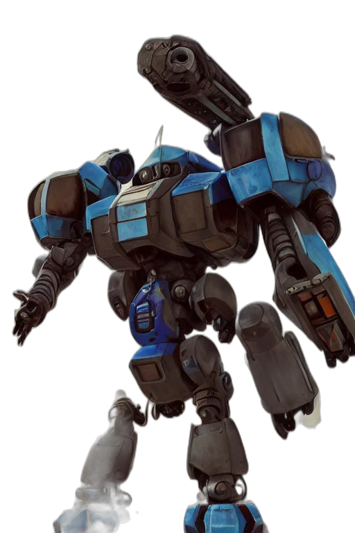 robot, weapon, concept art, 3d render transparent PNG cut-out