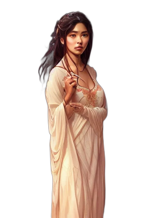 dress, staff, jewelry, dragon transparent PNG cut-out