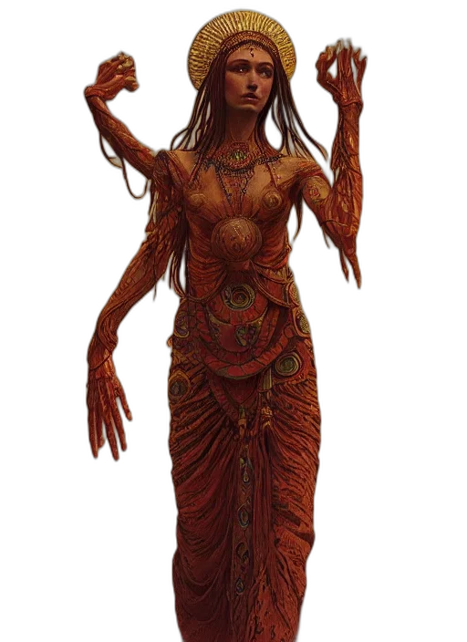 dress, staff, creature, jewelry transparent PNG cut-out