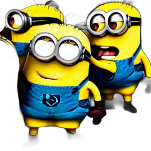 3d render, cartoon, minions, during transparent PNG cut-out
