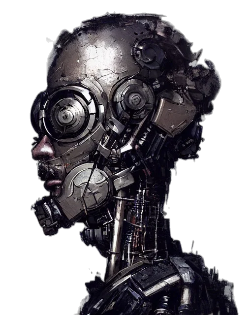 robot, face, mask, cyberpunk transparent PNG cut-out