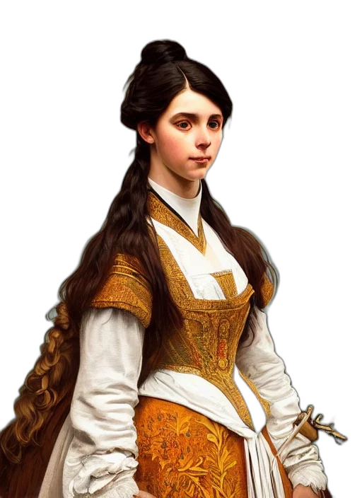 staff, dress, hair, face transparent PNG cut-out