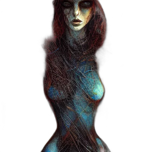 dress, hair, creature, mask transparent PNG cut-out