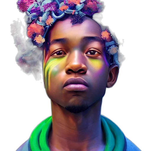 face, crown, flower, jacket transparent PNG cut-out