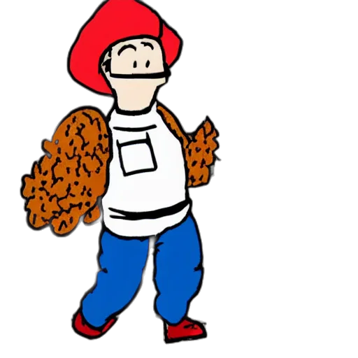 hair, hat, jacket, staff transparent PNG cut-out