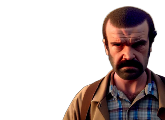 face, jacket, staff, 3d render transparent PNG cut-out