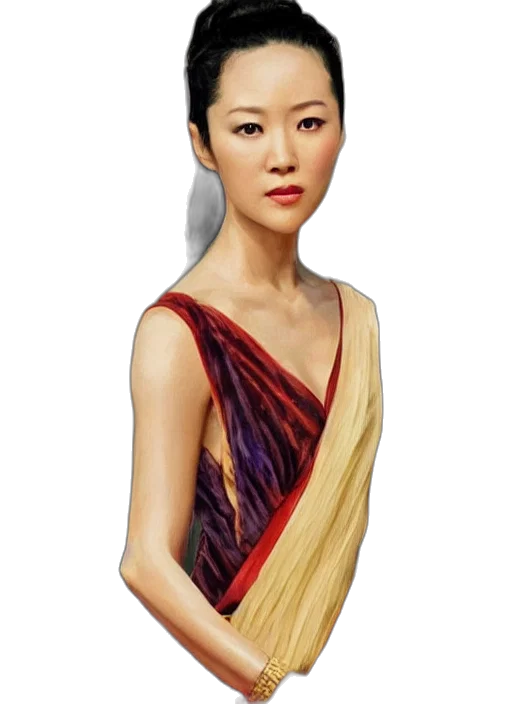 dress, jewelry, staff, photorealistic transparent PNG cut-out