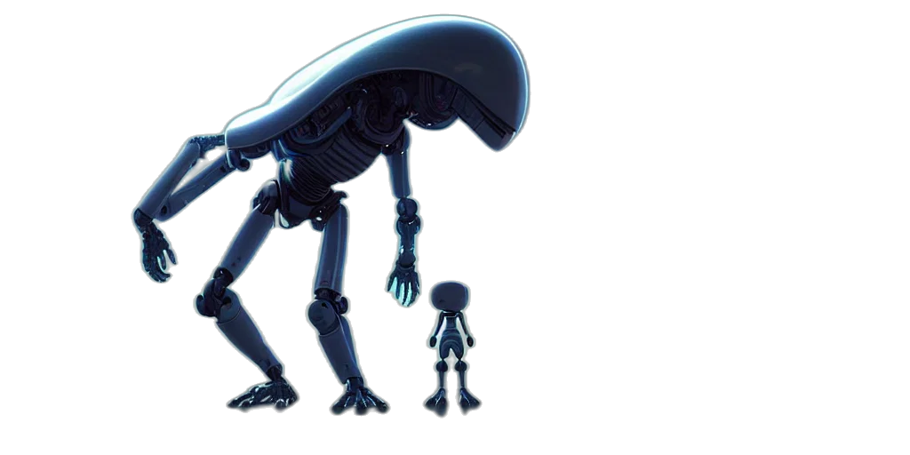 robot, creature, concept art, 3d render transparent PNG cut-out