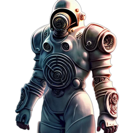 robot, staff, concept art, 3d render transparent PNG cut-out