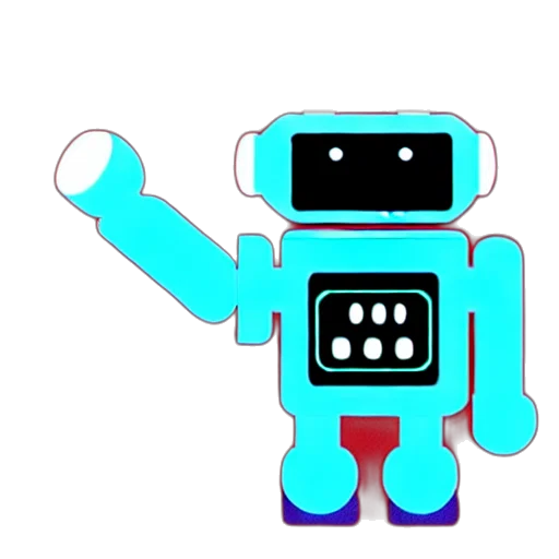 robot, staff, pixel art, 3d render transparent PNG cut-out