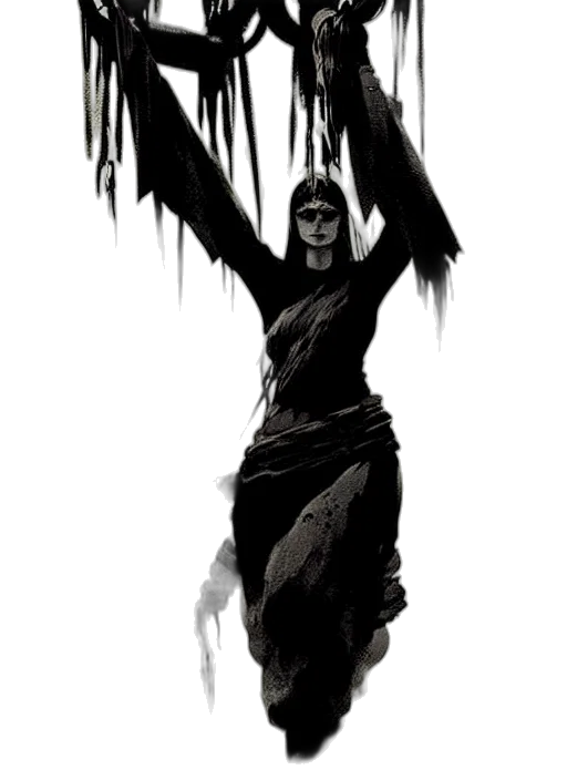 creature, mask, staff, dress transparent PNG cut-out