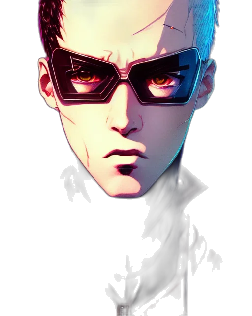 face, robot, comic book art, cyberpunk transparent PNG cut-out