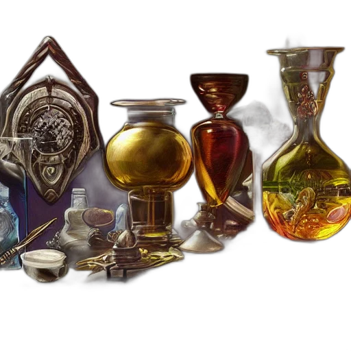 jewelry, bottle, fantasy art, concept art transparent PNG cut-out