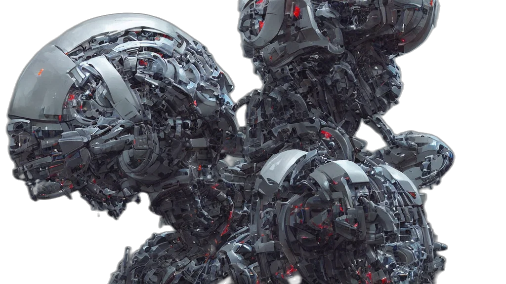 robot, 3d render, concept art, cyberpunk transparent PNG cut-out