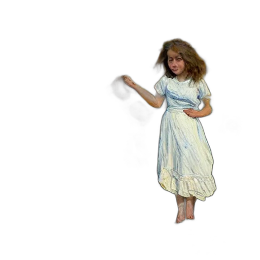 dress, hair, creature, staff transparent PNG cut-out