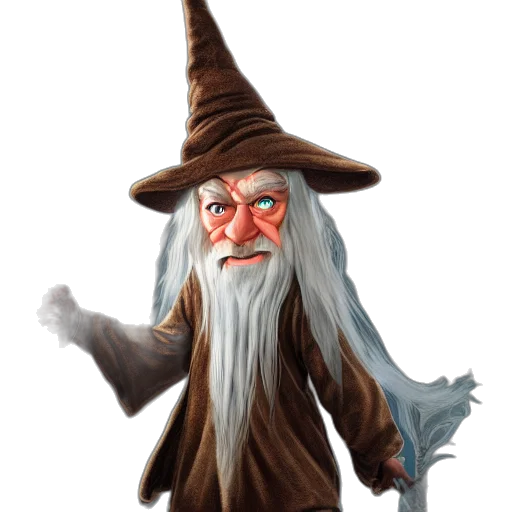 staff, hat, face, creature transparent PNG cut-out