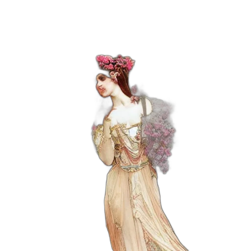 dress, crown, jewelry, staff transparent PNG cut-out