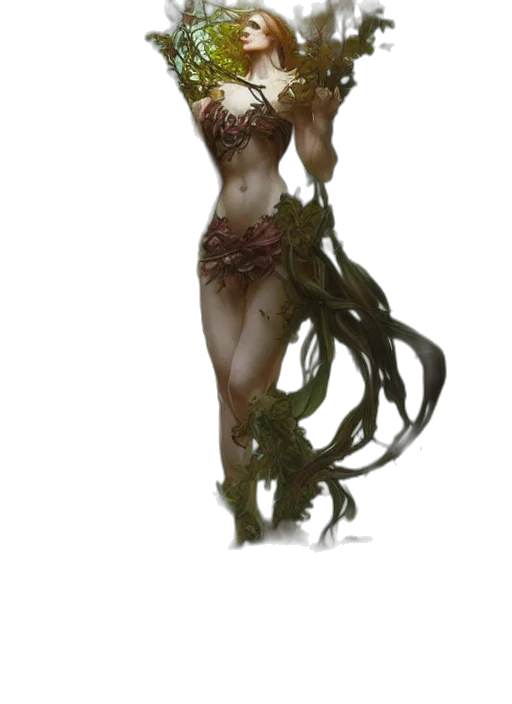 creature, dress, staff, fantasy art transparent PNG cut-out