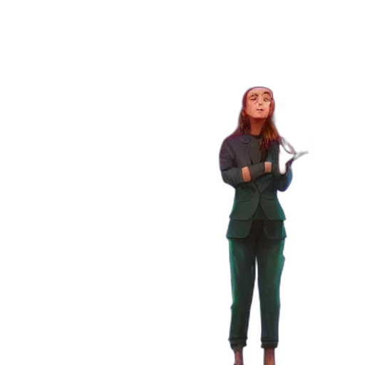 jacket, robot, staff, creature transparent PNG cut-out