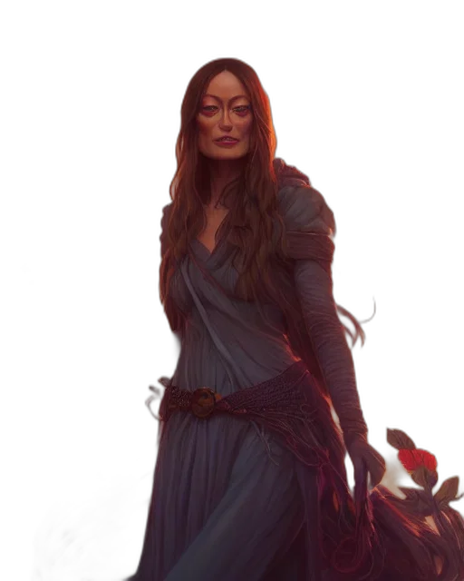 dress, staff, fantasy art, concept art transparent PNG cut-out