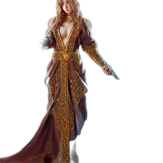 dress, sword, staff, fantasy art transparent PNG cut-out