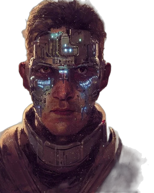 robot, face, cyberpunk, concept art transparent PNG cut-out