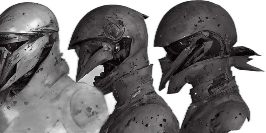 mask, robot, concept art, 3d render transparent PNG cut-out