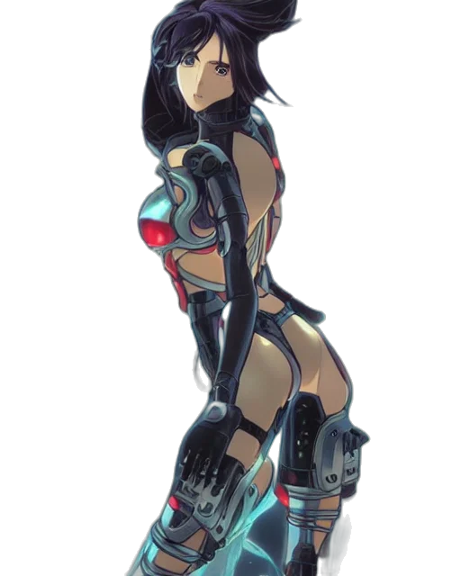 robot, dress, weapon, cyberpunk transparent PNG cut-out