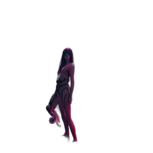 dress, creature, hair, staff transparent PNG cut-out