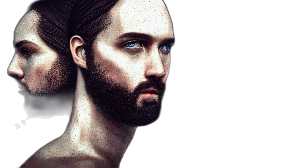 face, hair, mask, photorealistic transparent PNG cut-out