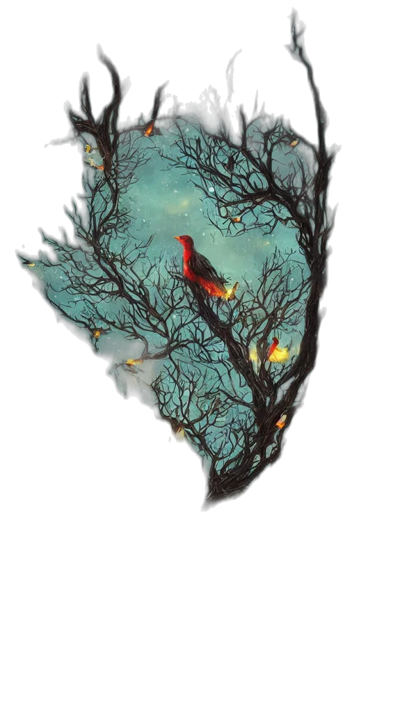 tree, crown, dragon, fantasy art transparent PNG cut-out
