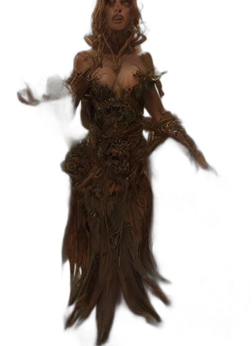 dress, staff, creature, concept art transparent PNG cut-out