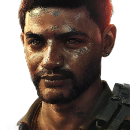 face, weapon, concept art, photorealistic transparent PNG cut-out