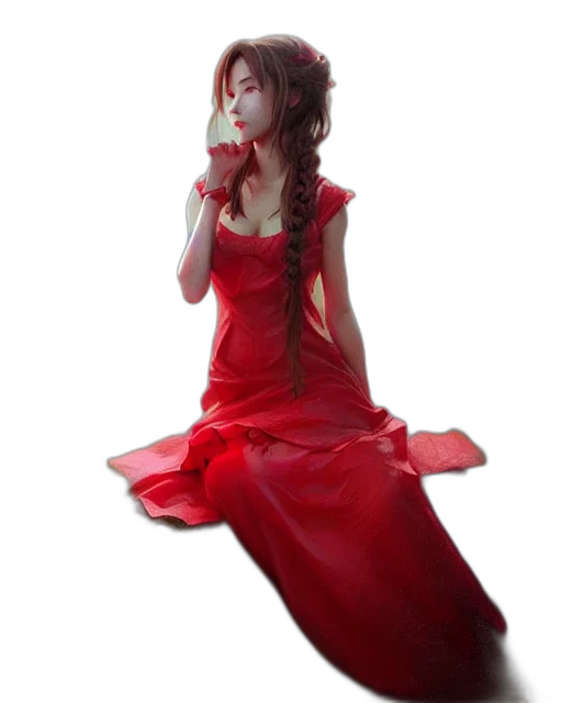dress, staff, jewelry, photorealistic transparent PNG cut-out