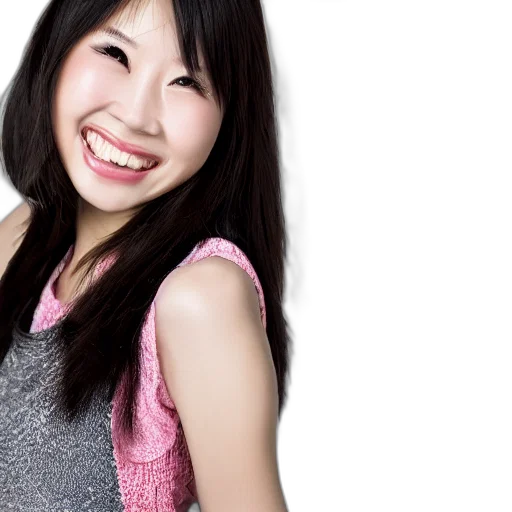 dress, photorealistic, headshot, smiling transparent PNG cut-out