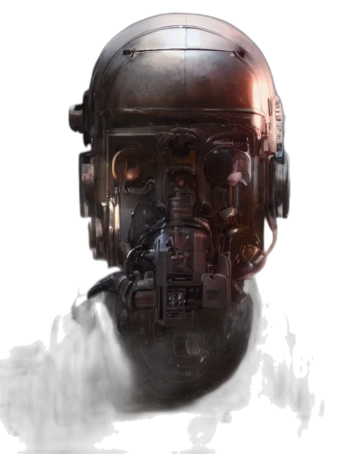 robot, mask, face, concept art transparent PNG cut-out