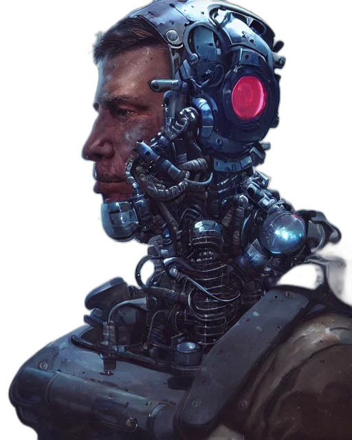 robot, face, mask, jacket transparent PNG cut-out