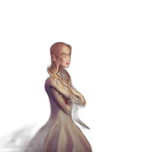 dress, face, robot, staff transparent PNG cut-out