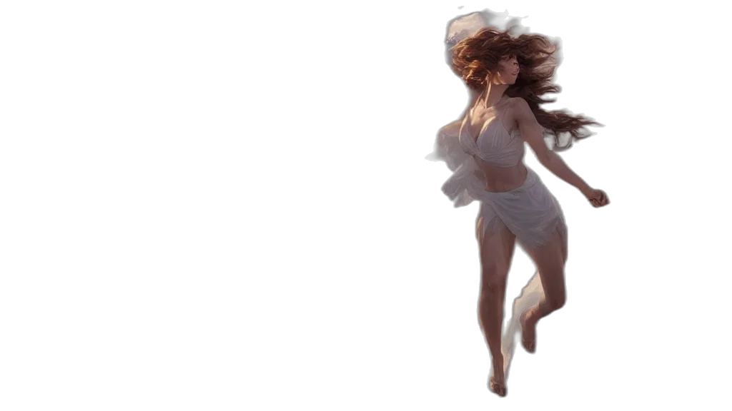 dress, hair, creature, 3d render transparent PNG cut-out